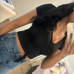 Black Ribbed Women's Top